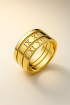 Anel Aro Triplo com Algarismos Romanos Banhado em Ouro 18K