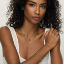 Colar de Trevo Verde Banhado em Ouro 18k