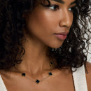 Colar de Trevo Preto Banhado em Ouro 18k