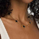 Colar de Trevo Preto Banhado em Ouro 18k