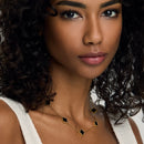 Colar de Trevo Preto Banhado em Ouro 18k