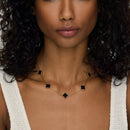 Colar de Trevo Preto Banhado em Ouro 18k