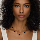 Colar de Trevo Preto Banhado em Ouro 18k