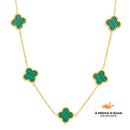 Colar de Trevo Verde Banhado em Ouro 18k