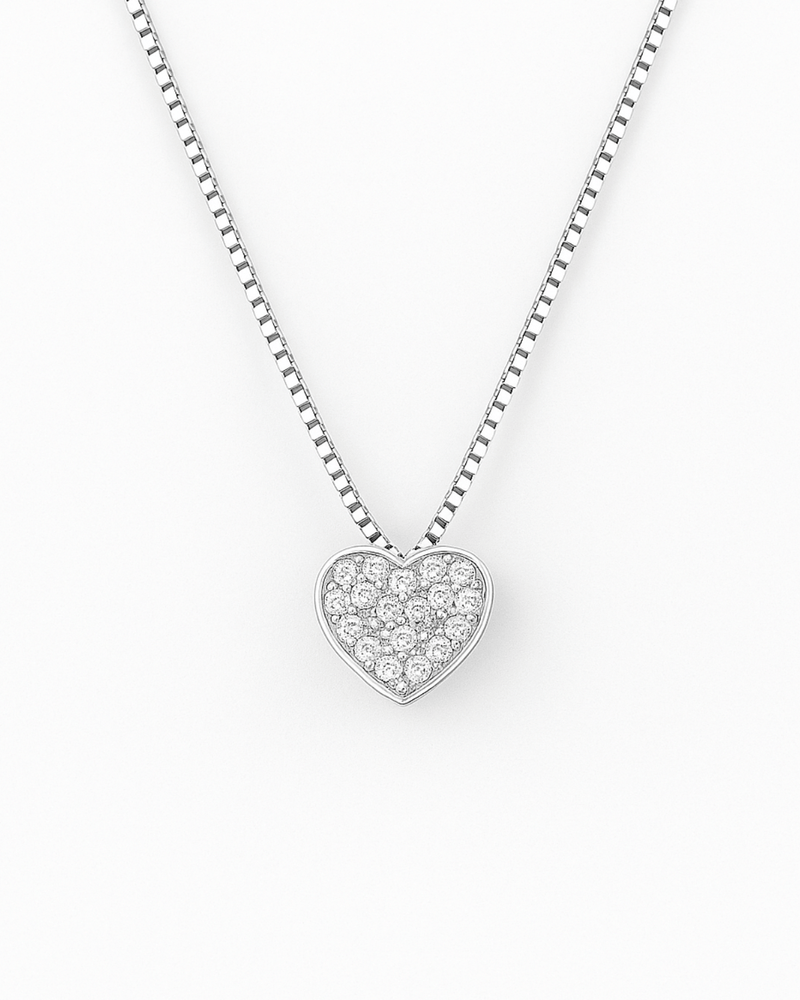 Colar Coração Cravejado Prata 925 - Karina Pratas