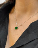 Colar Coração Verde Esmeralda em Prata 925 - Karina Pratas