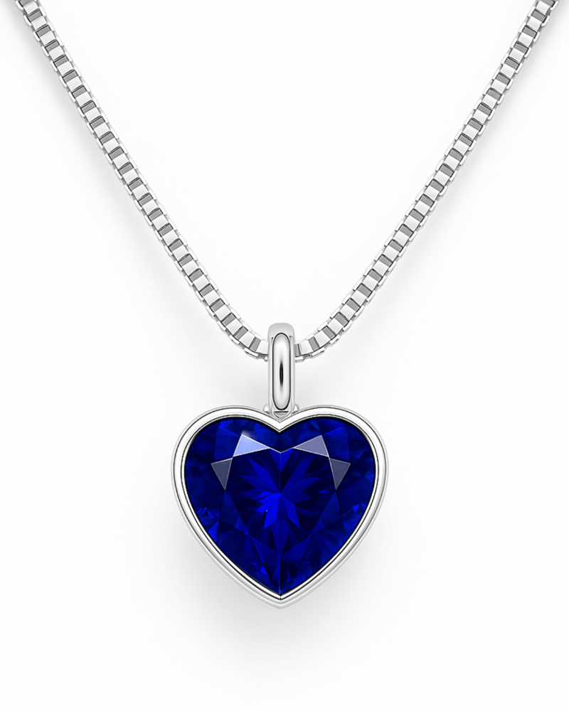 Colar Ponto de Luz Coração Azul Prata 925 - Karina Pratas