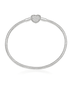 Pulseira Coração Cravejado em Prata 925 para Berloques | LÉVORE