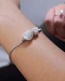 Pulseira Berloques Coração Cravejado De Prata 925 - Karina Pratas