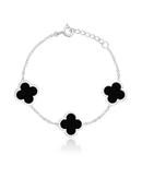 Pulseira Três Trevos Preta em Prata 925 - Karina Pratas