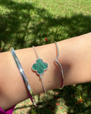 Pulseira Trevo Verde em Prata 925 - Karina Pratas